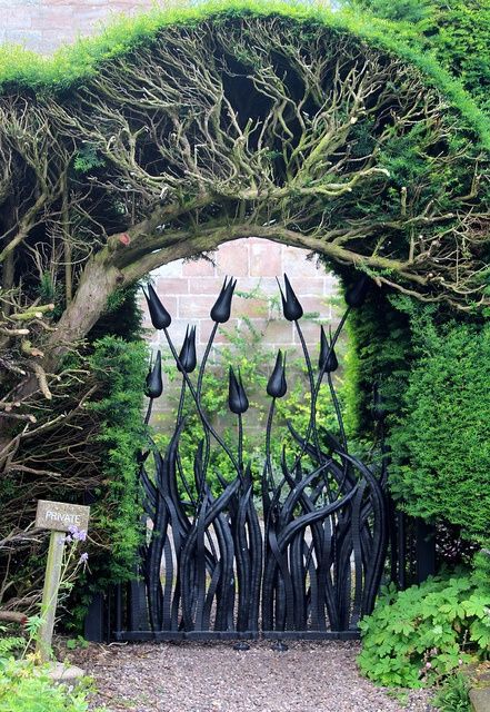 Stunning flower metal work gate